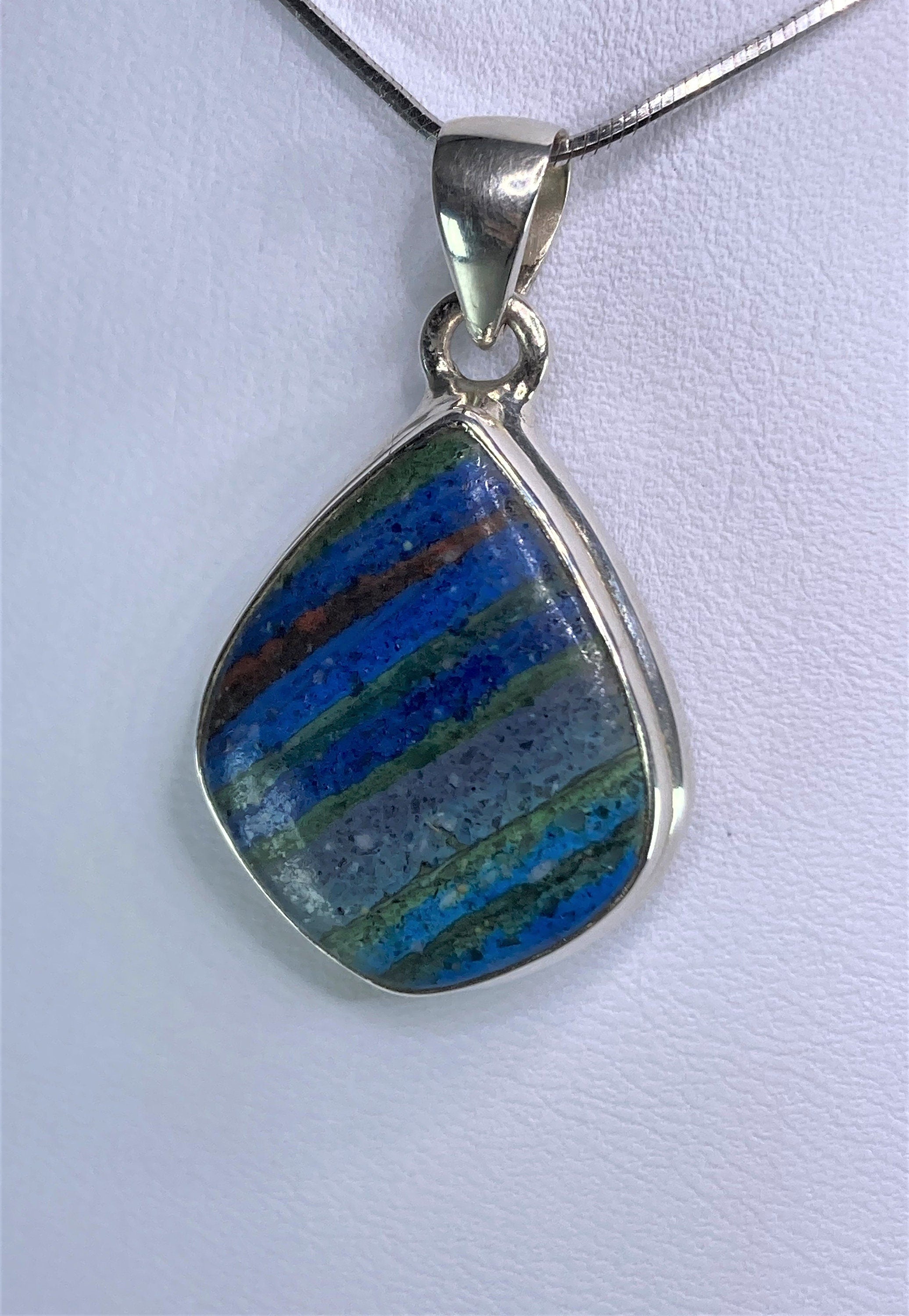 Rainbow Calsilica and Silver Pendant (UV 1196)