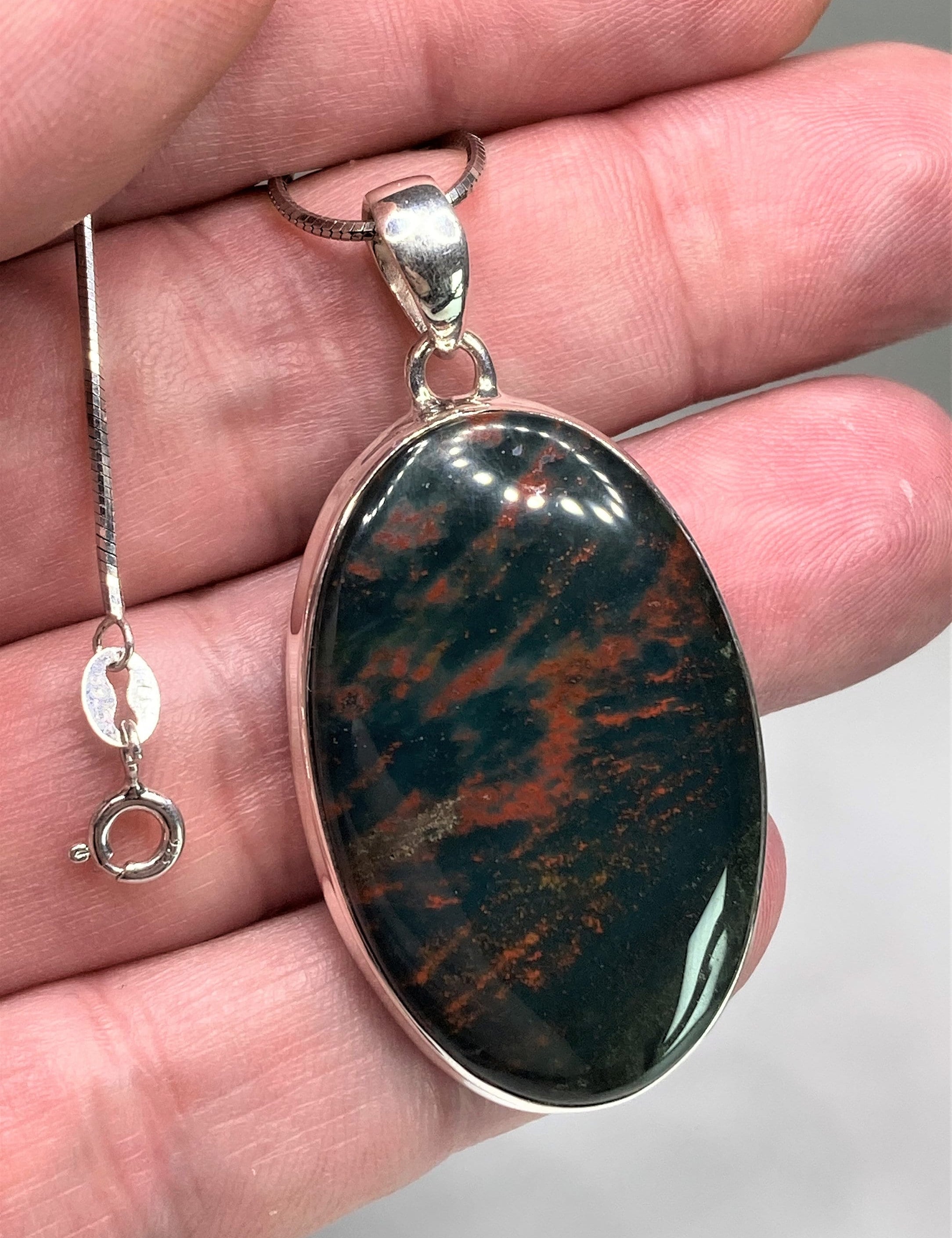 African Dragon Bloodstone and silver Pendant (UV1325)