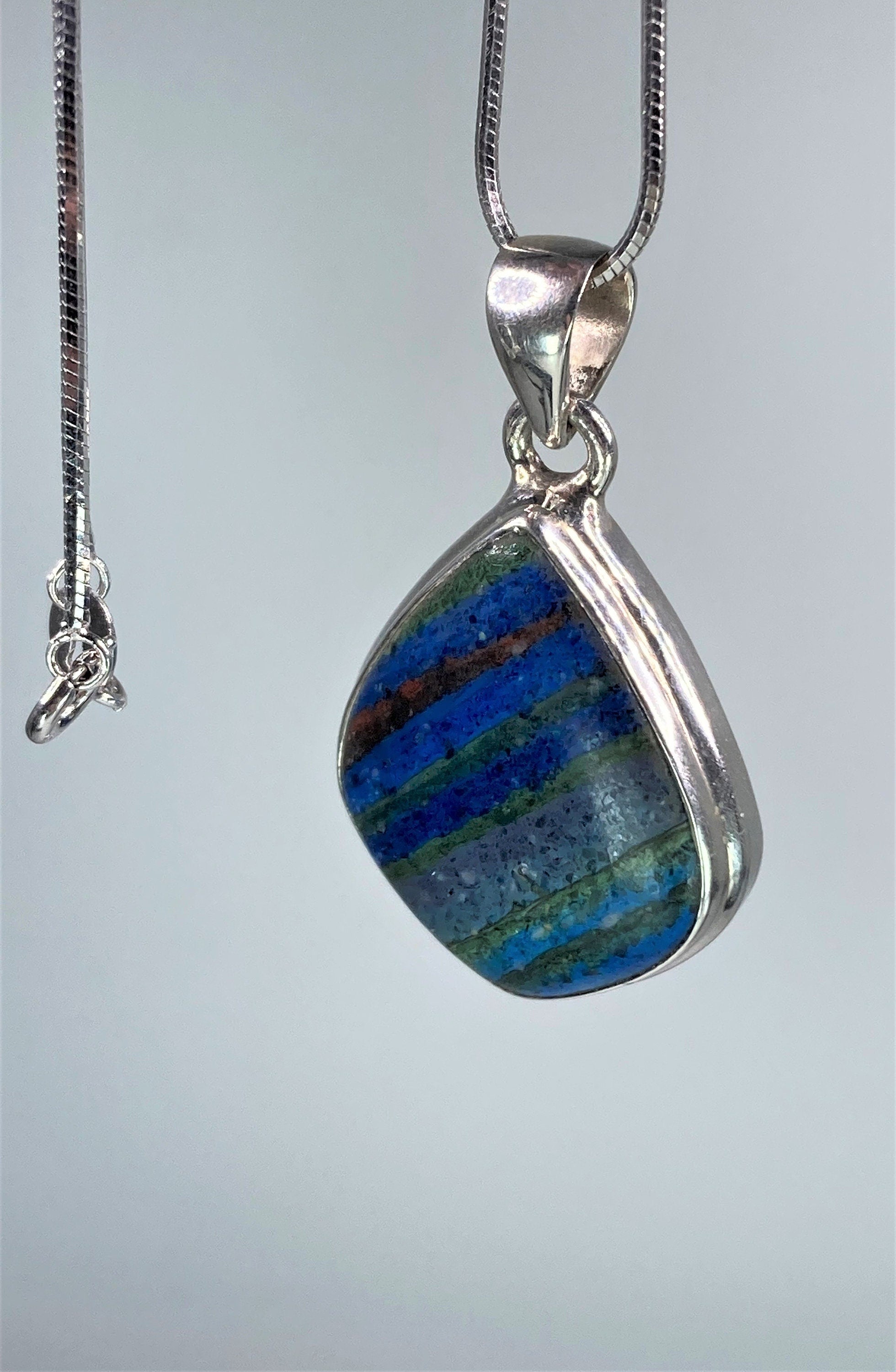 Rainbow Calsilica and Silver Pendant (UV 1196)