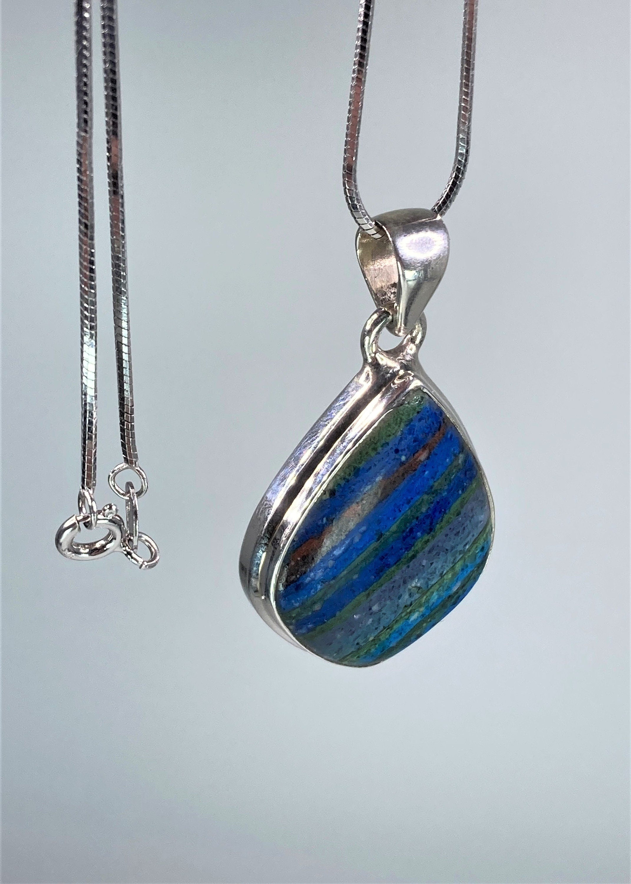 Rainbow Calsilica and Silver Pendant (UV 1196)