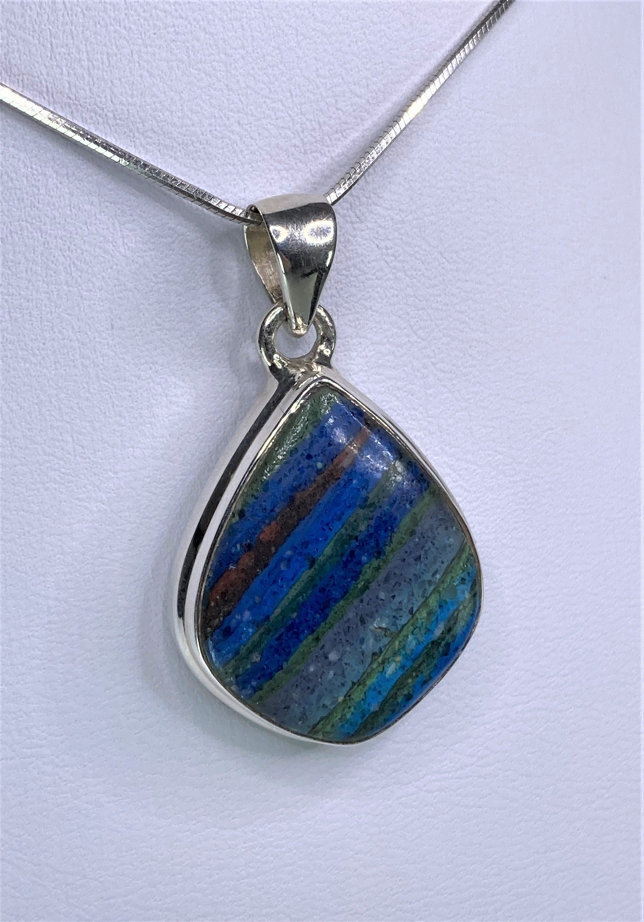 Rainbow Calsilica and Silver Pendant (UV 1196)