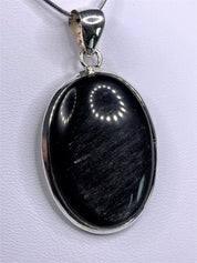 AAA - Black Obsidian and Silver Pendant (M09)