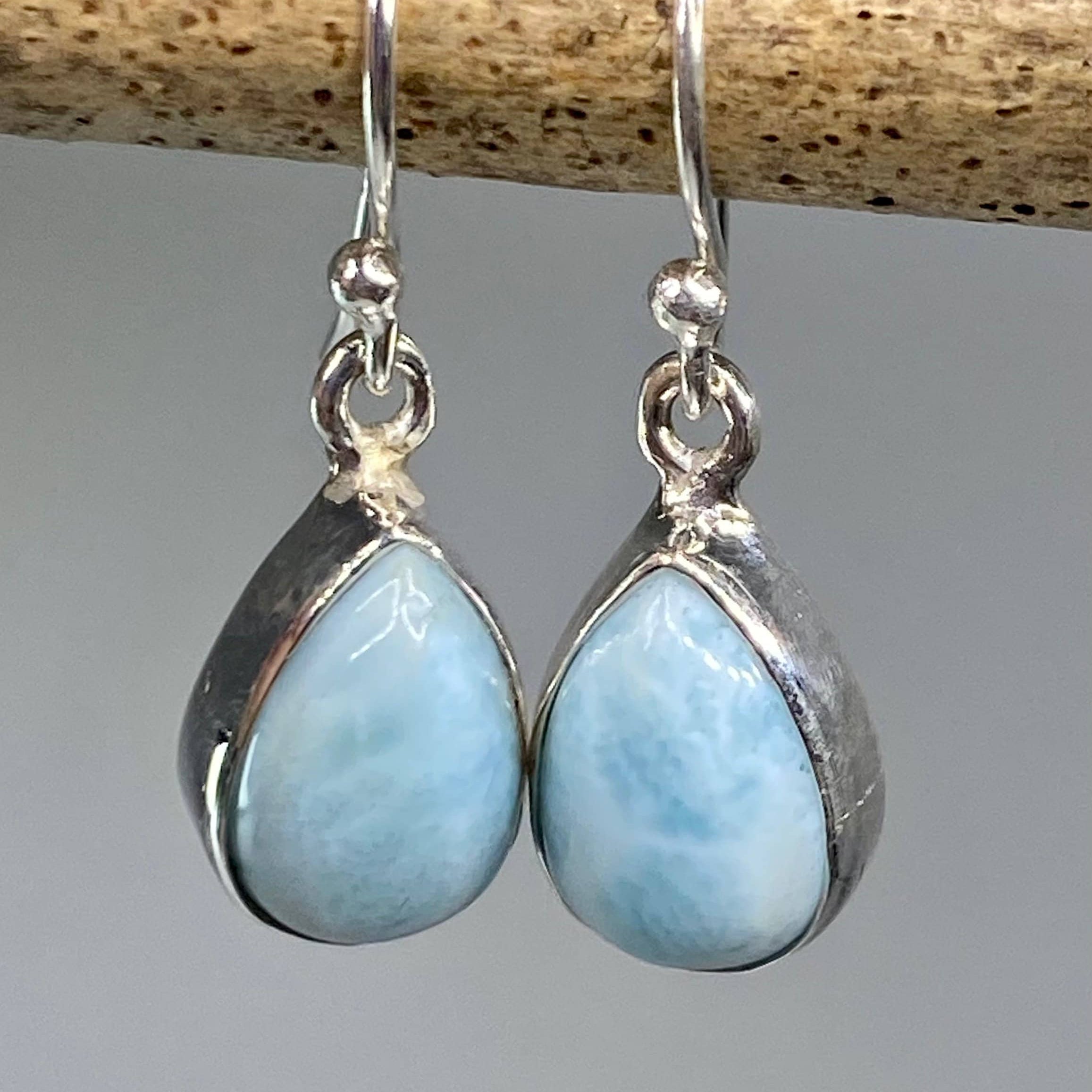 Dominican Larimar and Silver Dangle Earrings YM