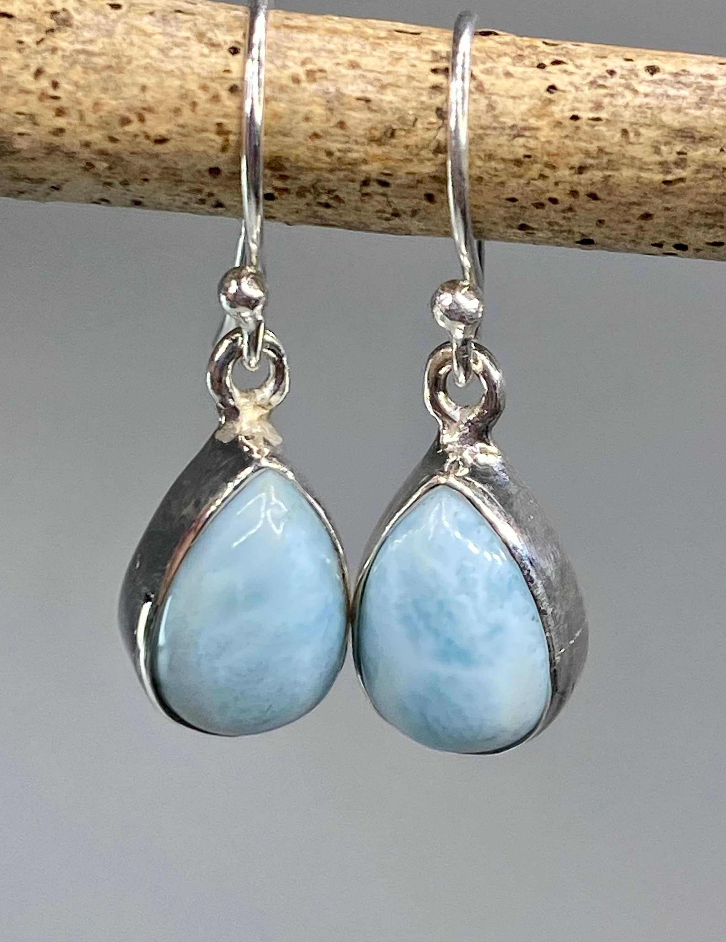 Dominican Larimar and Silver Dangle Earrings YM