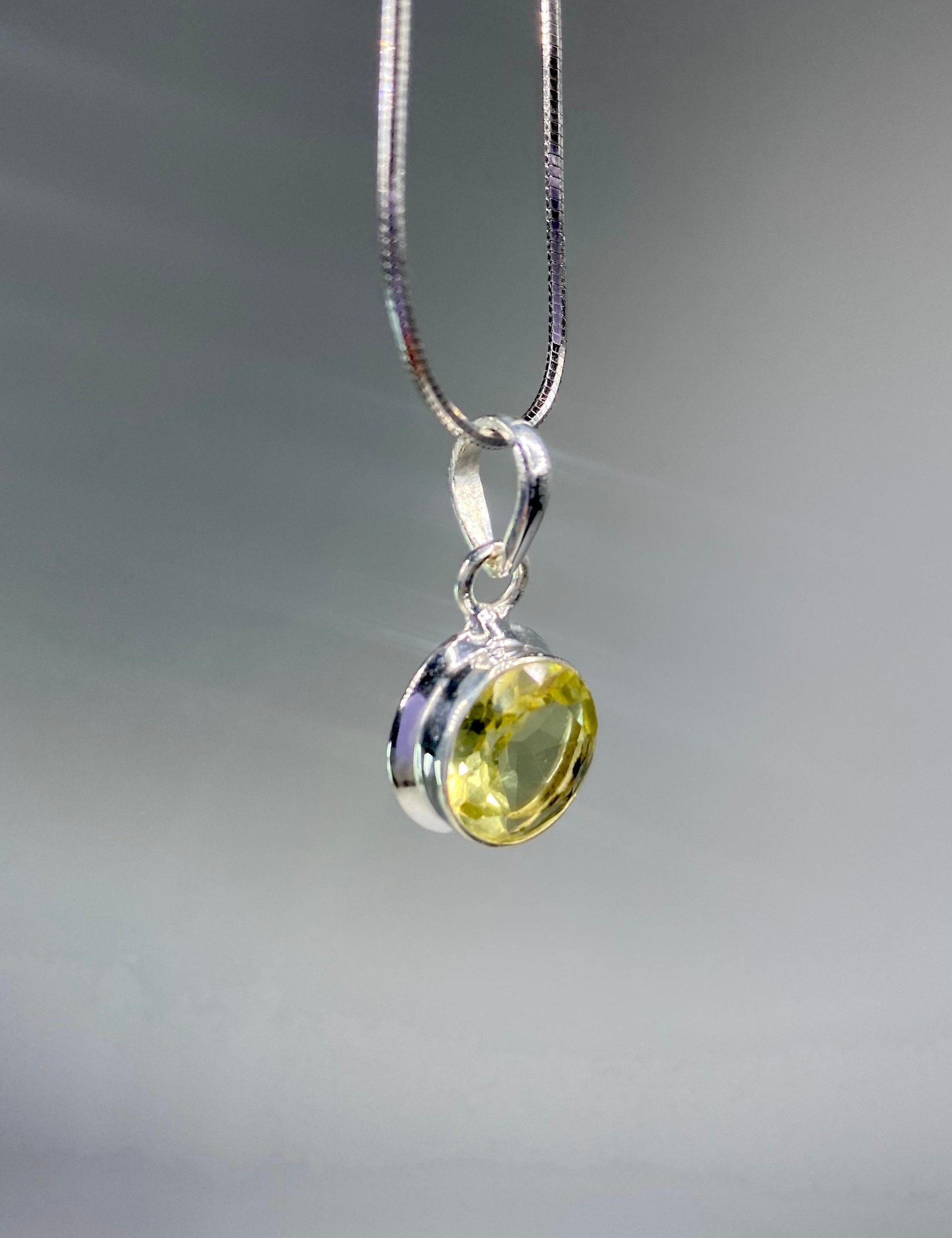 Lemon Quartz and Sterling Silver Pendant