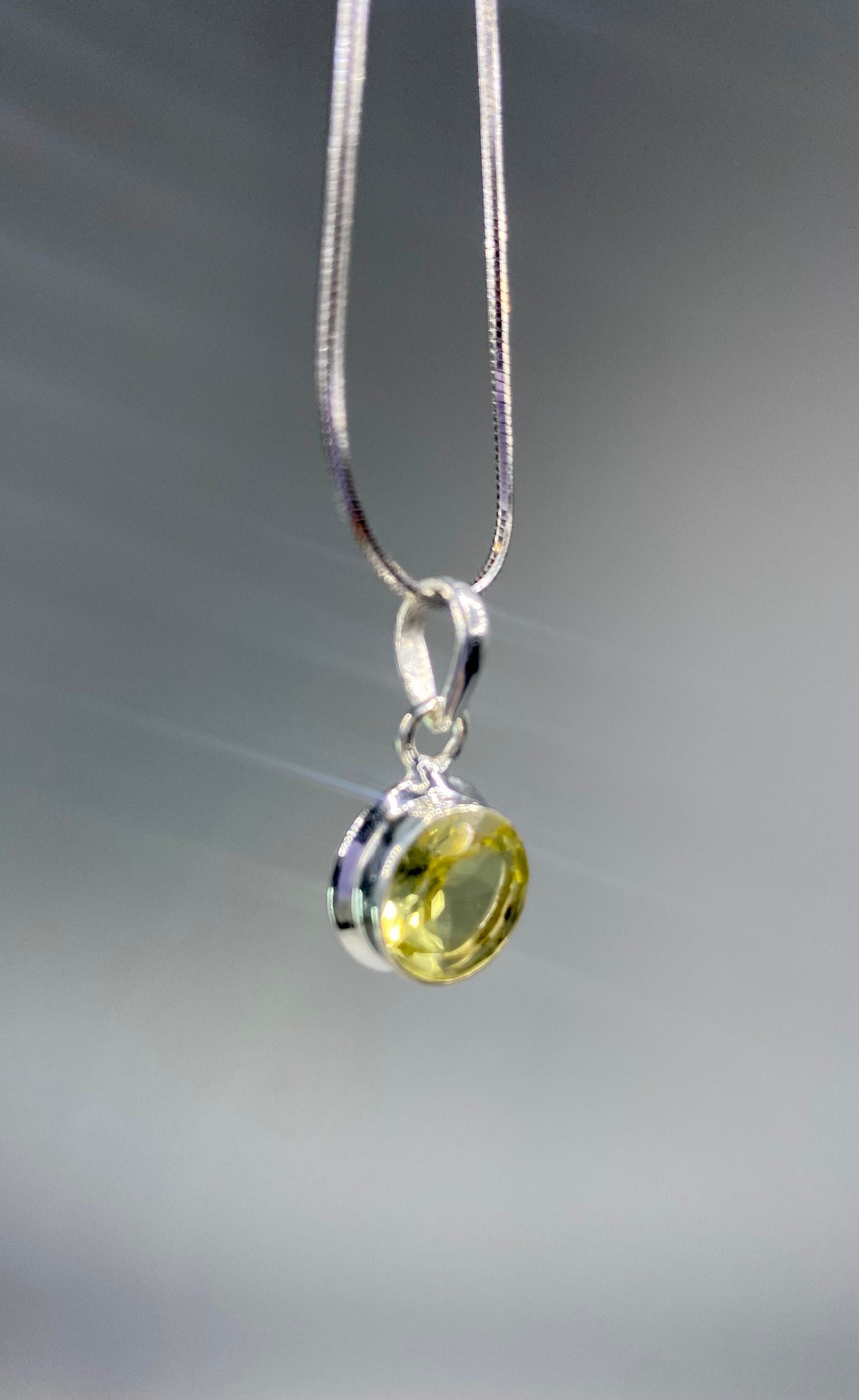 Lemon Quartz and Sterling Silver Pendant