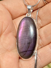 Grade A - Rare Purple Labradorite and Silver Pendant (GPFLP1)