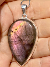 Grade A - Rare Purple Labradorite and Silver Pendant (GPFLP1)