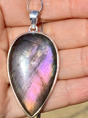 Grade A - Rare Purple Labradorite and Silver Pendant (GPFLP1)