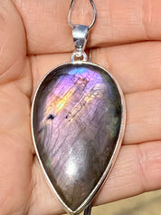 Grade A - Rare Purple Labradorite and Silver Pendant (GPFLP1)