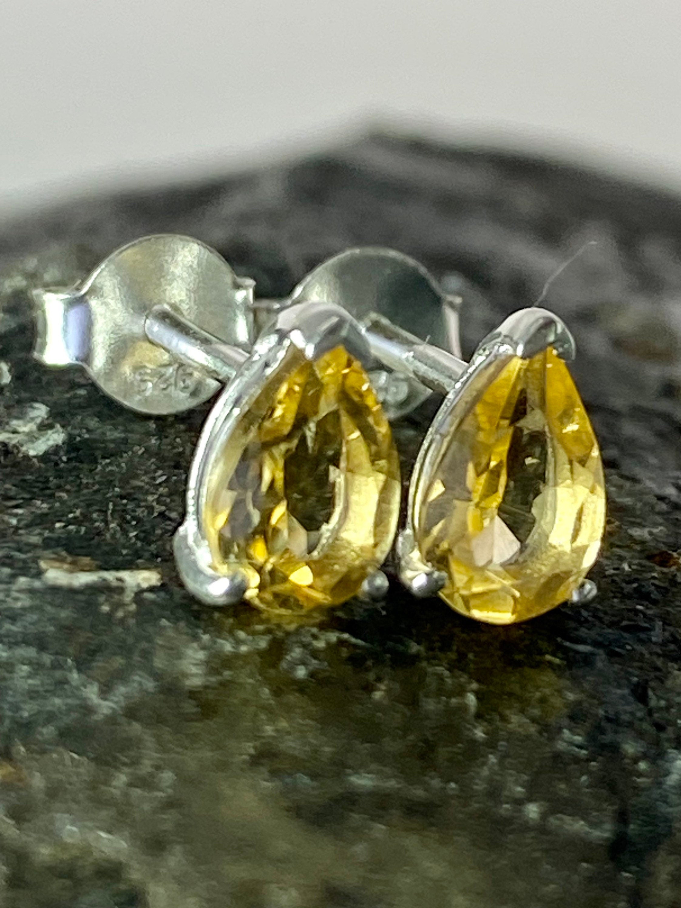 Natural Citrine Sterling Silver Studs