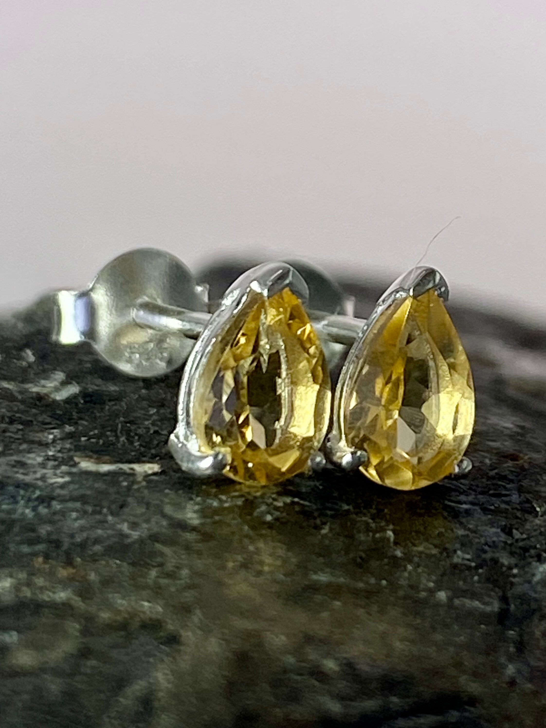 Marquise cut Citrine and Sterling Silver Studs UV