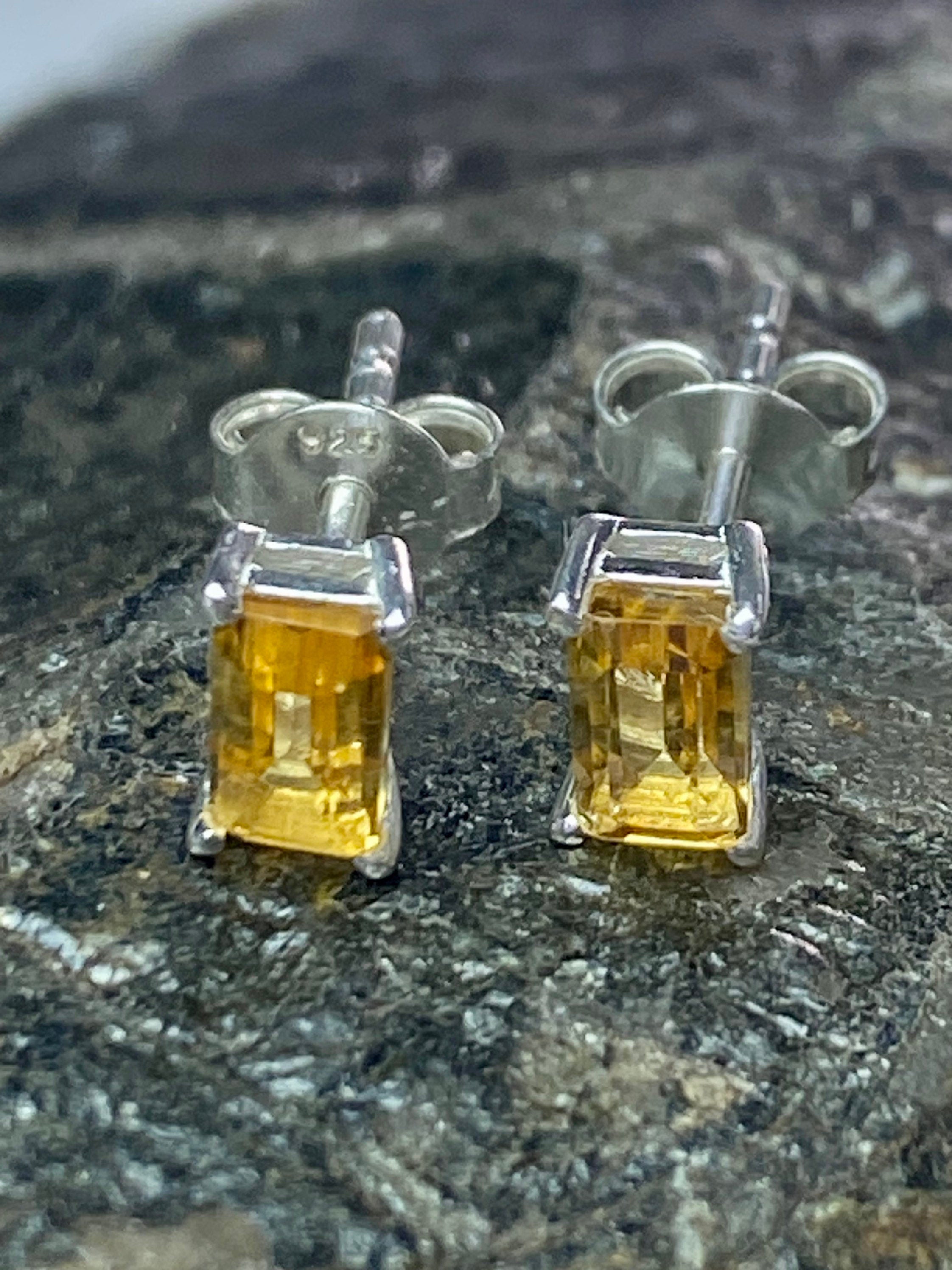 Natural Citrine Sterling Silver Studs