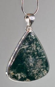 Moss Agate and Silver Pendant (UV1234)