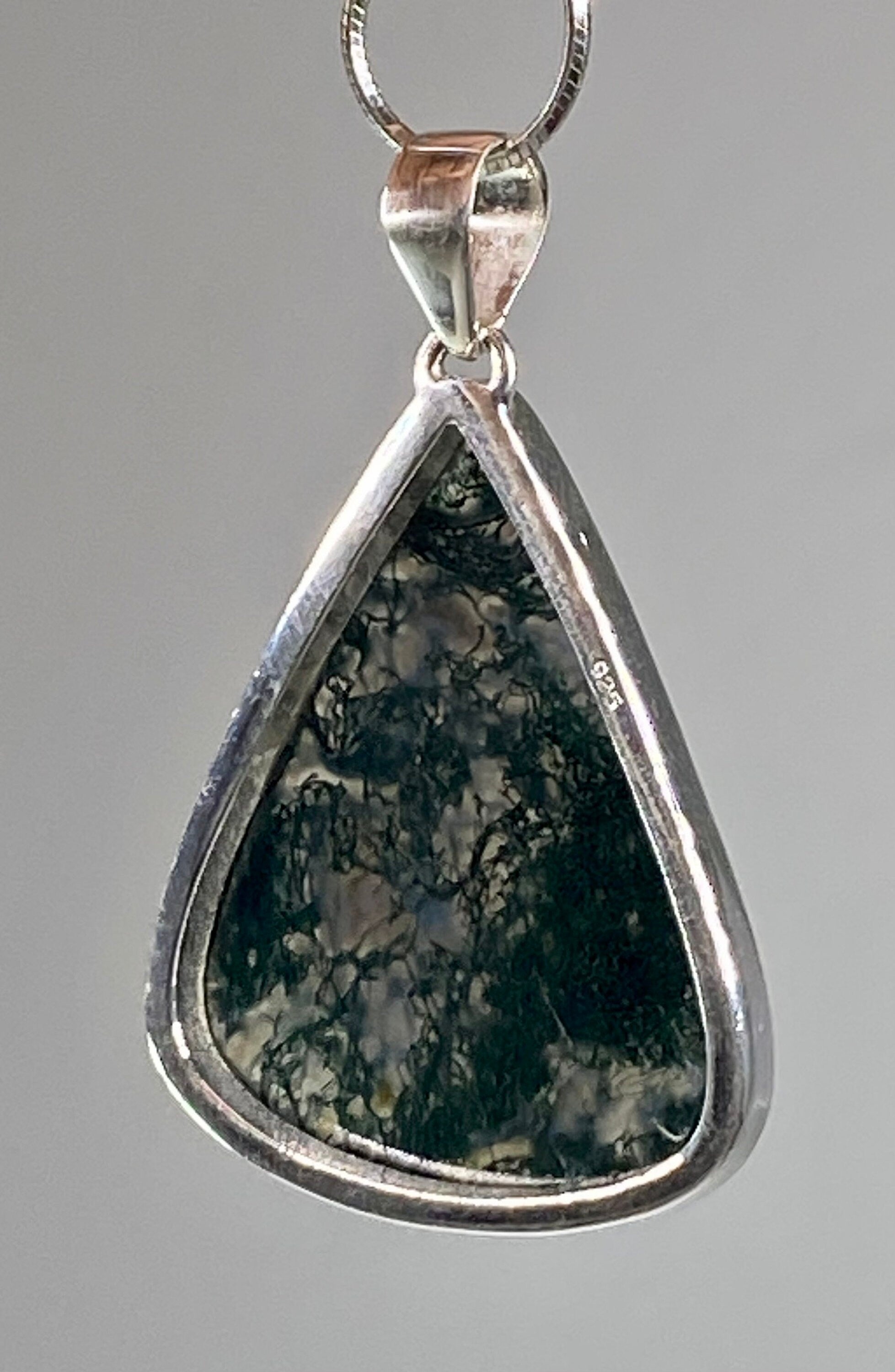 Moss Agate and Silver Pendant (UV1234)