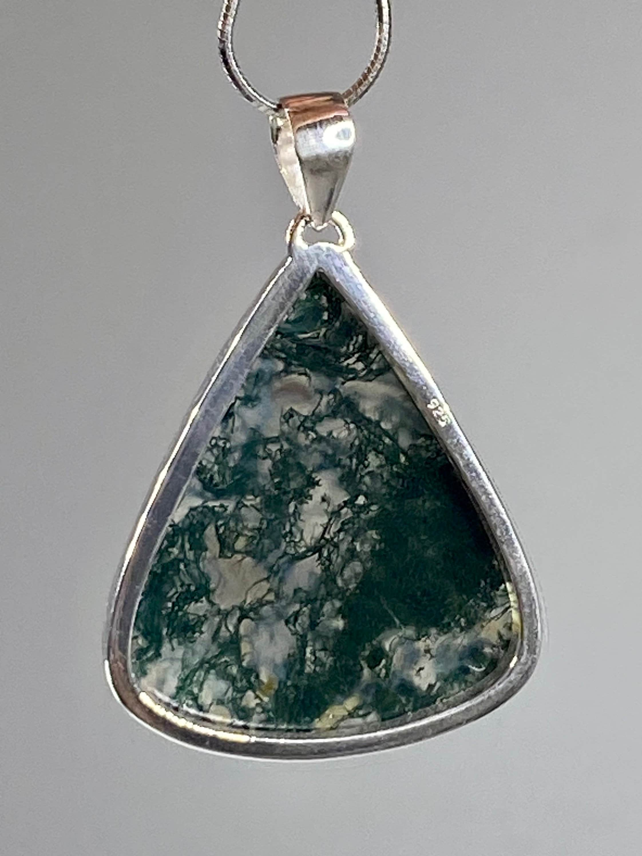 Moss Agate and Silver Pendant (UV1234)