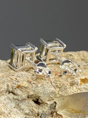 Moldavite Solid Silver Studs