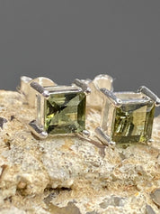Moldavite Solid Silver Studs