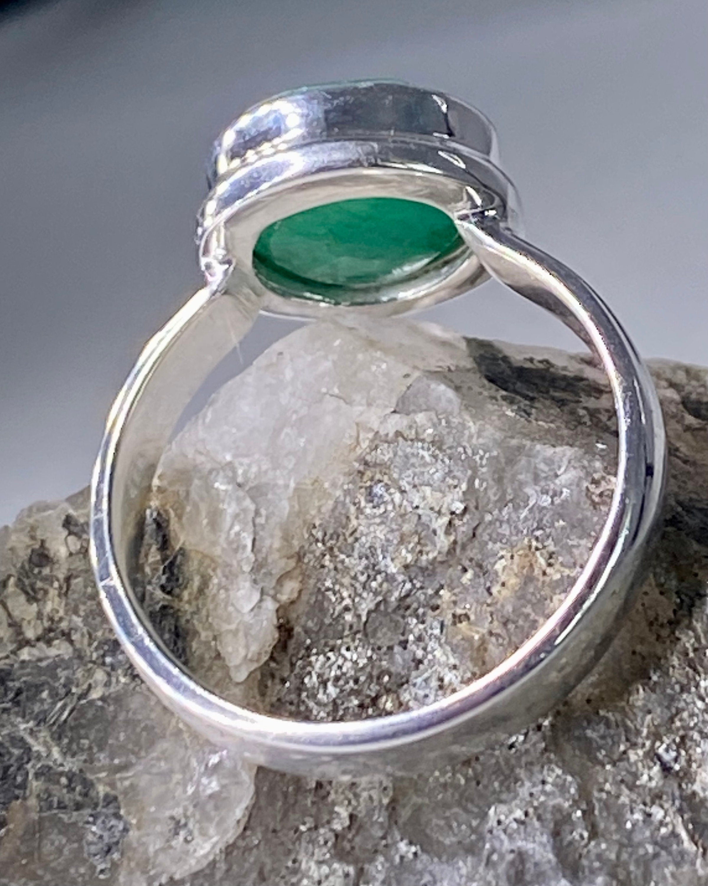 Raw Emerald and 925 Silver Ring