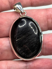 AAA - Black Obsidian and Silver Pendant (M09)