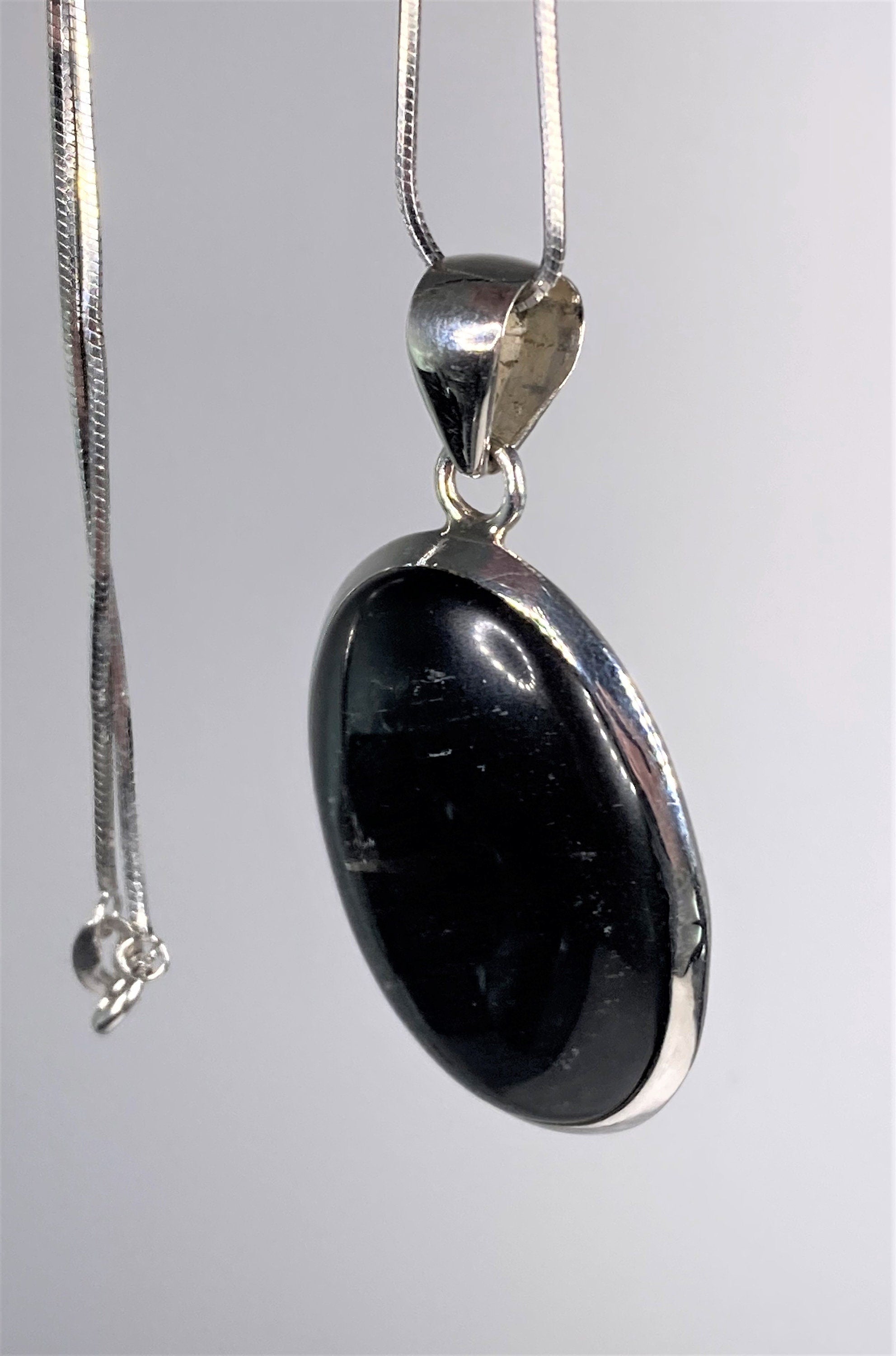 AAA - Black Obsidian and Silver Pendant (M09)