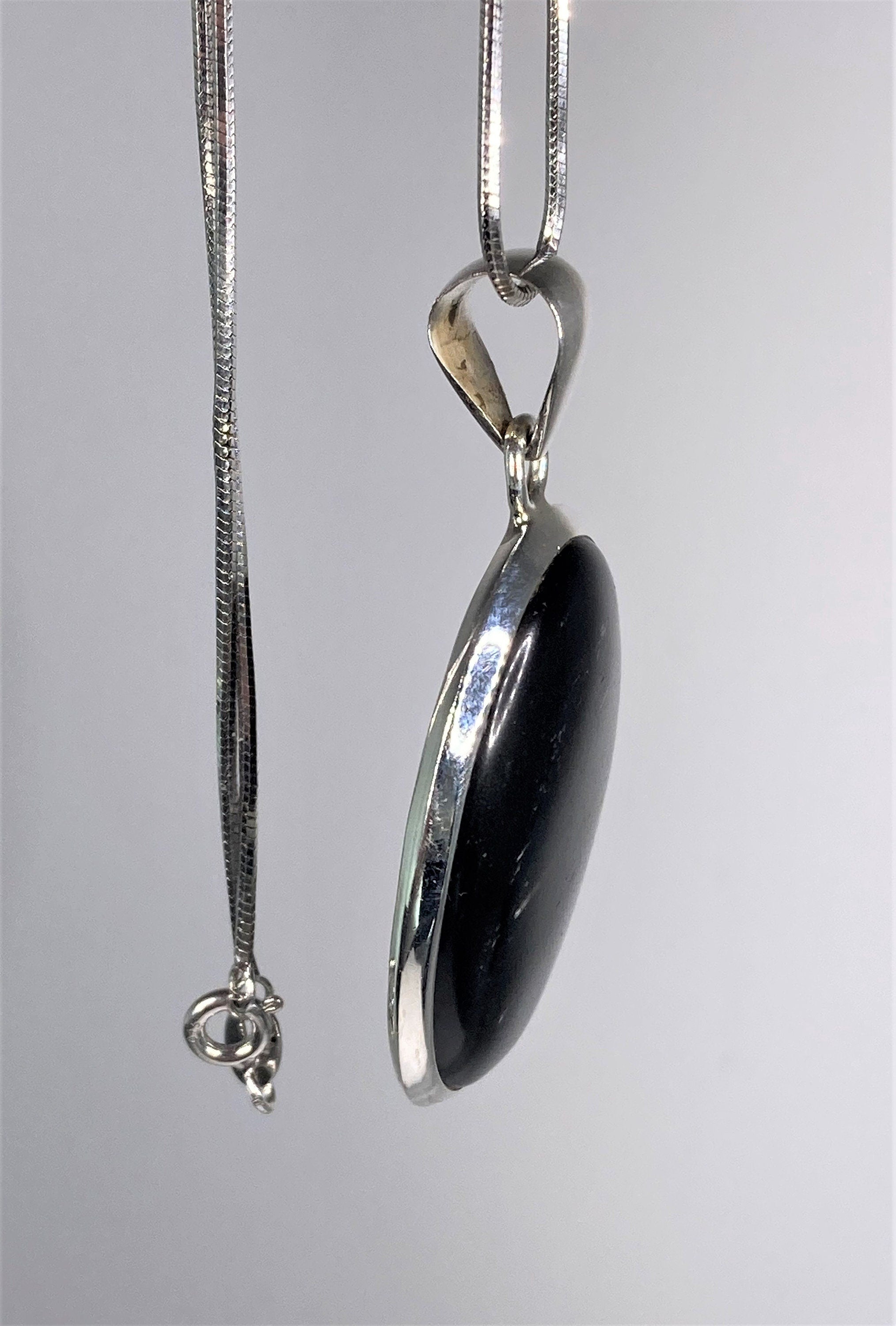 AAA - Black Obsidian and Silver Pendant (M09)