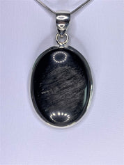 AAA - Black Obsidian and Silver Pendant (M09)