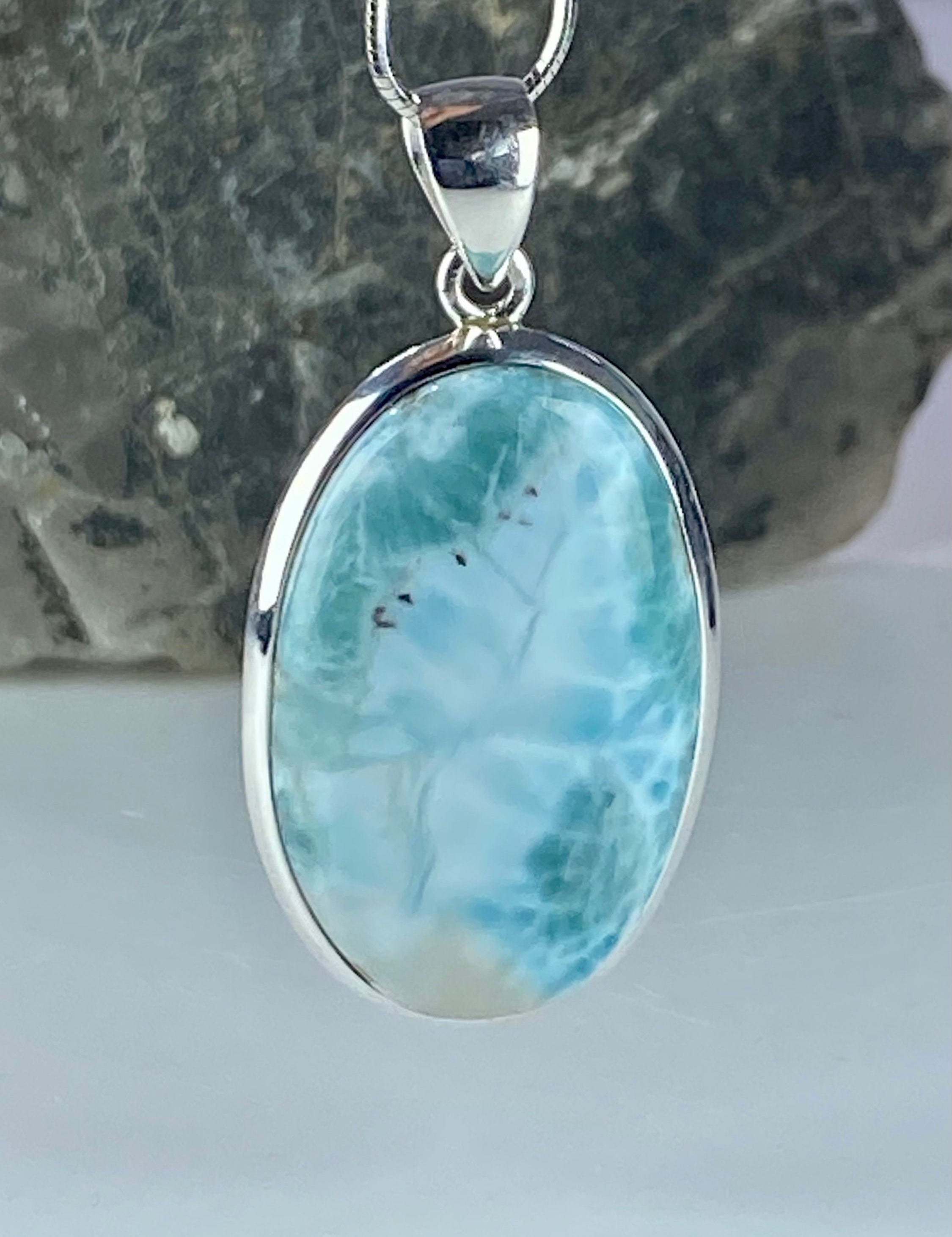 Dominican Larimar and Silver Pendant (M0523)