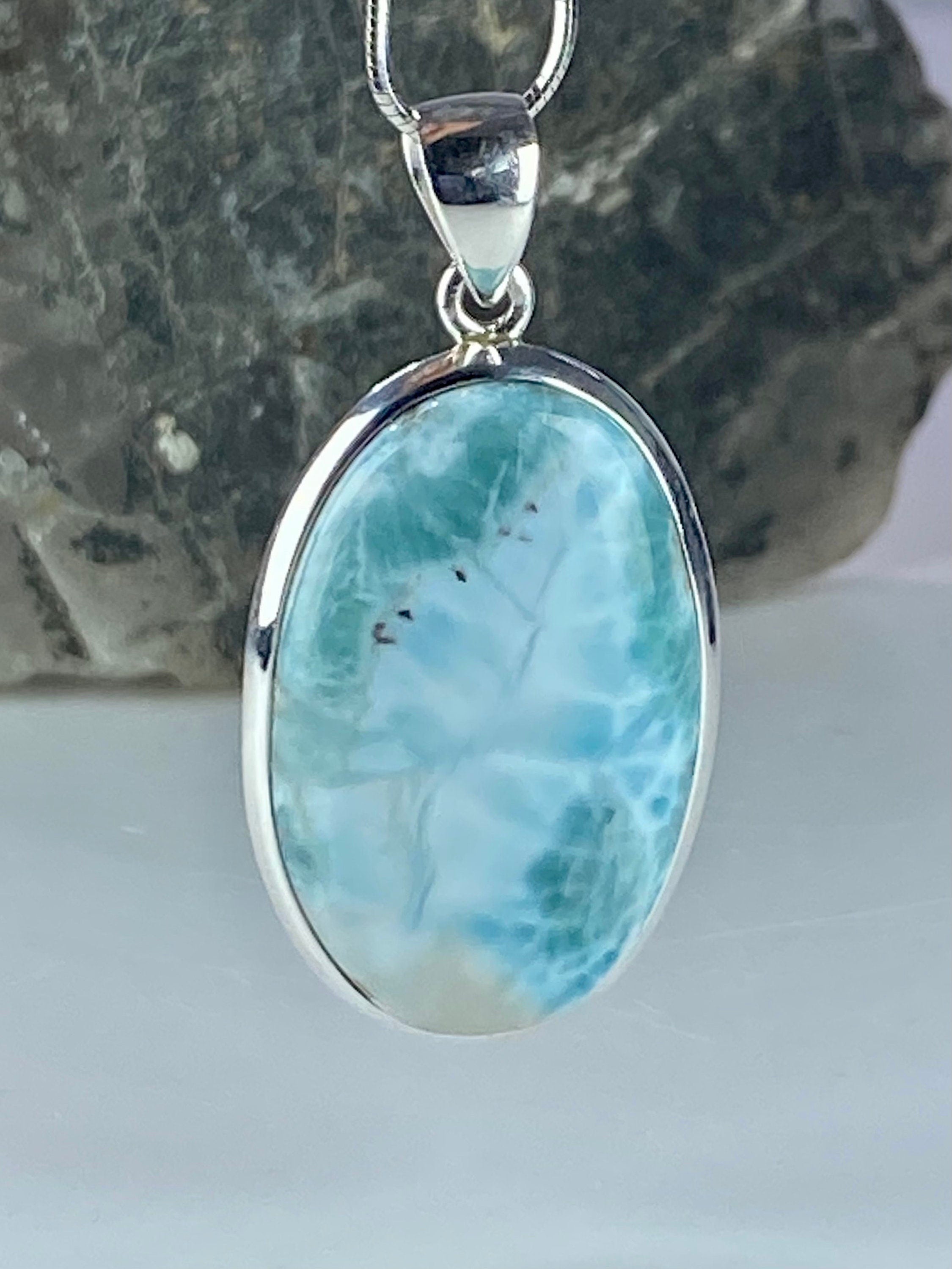 Dominican Larimar and Silver Pendant (M0523)