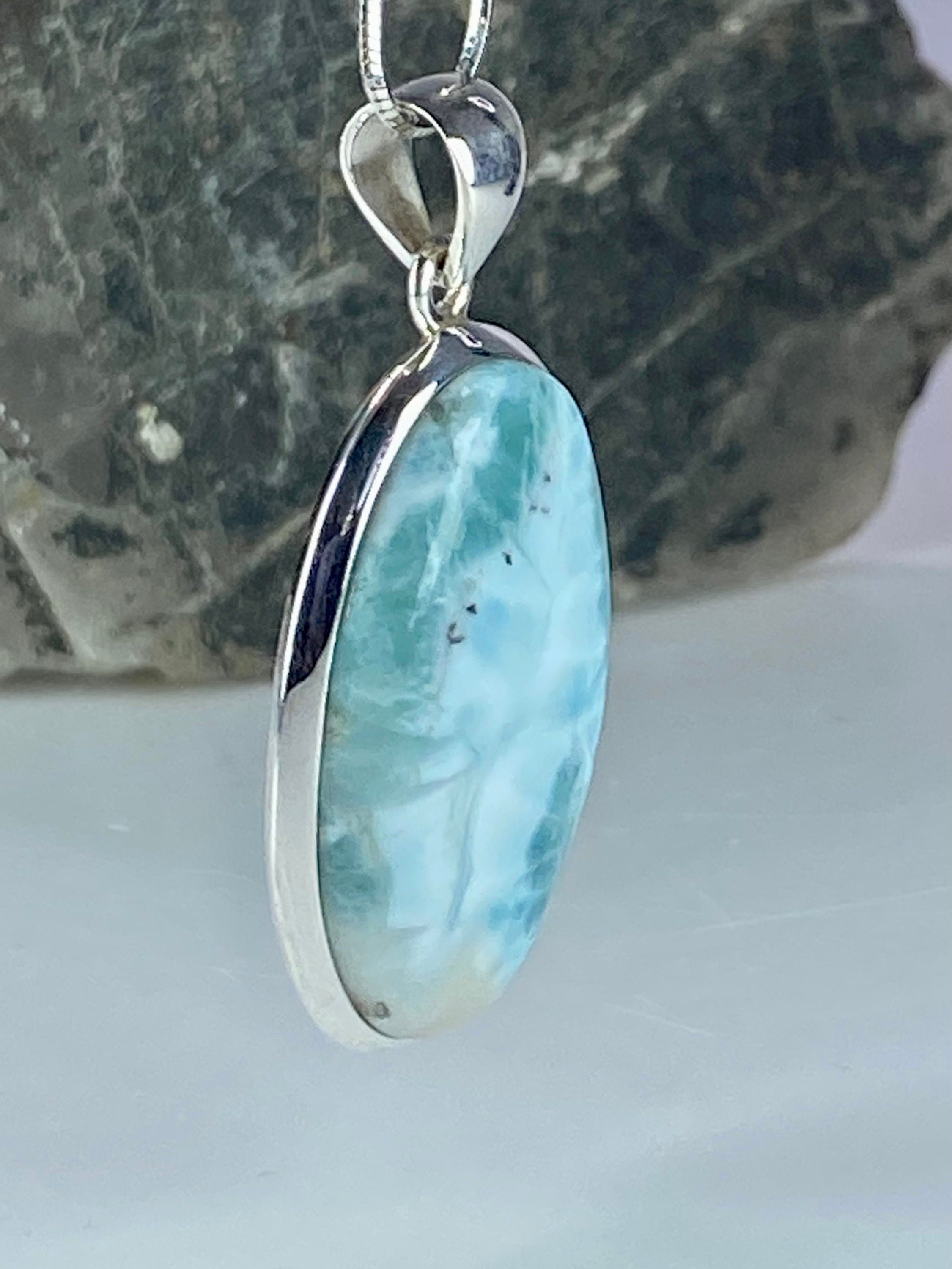 Dominican Larimar and Silver Pendant (M0523)