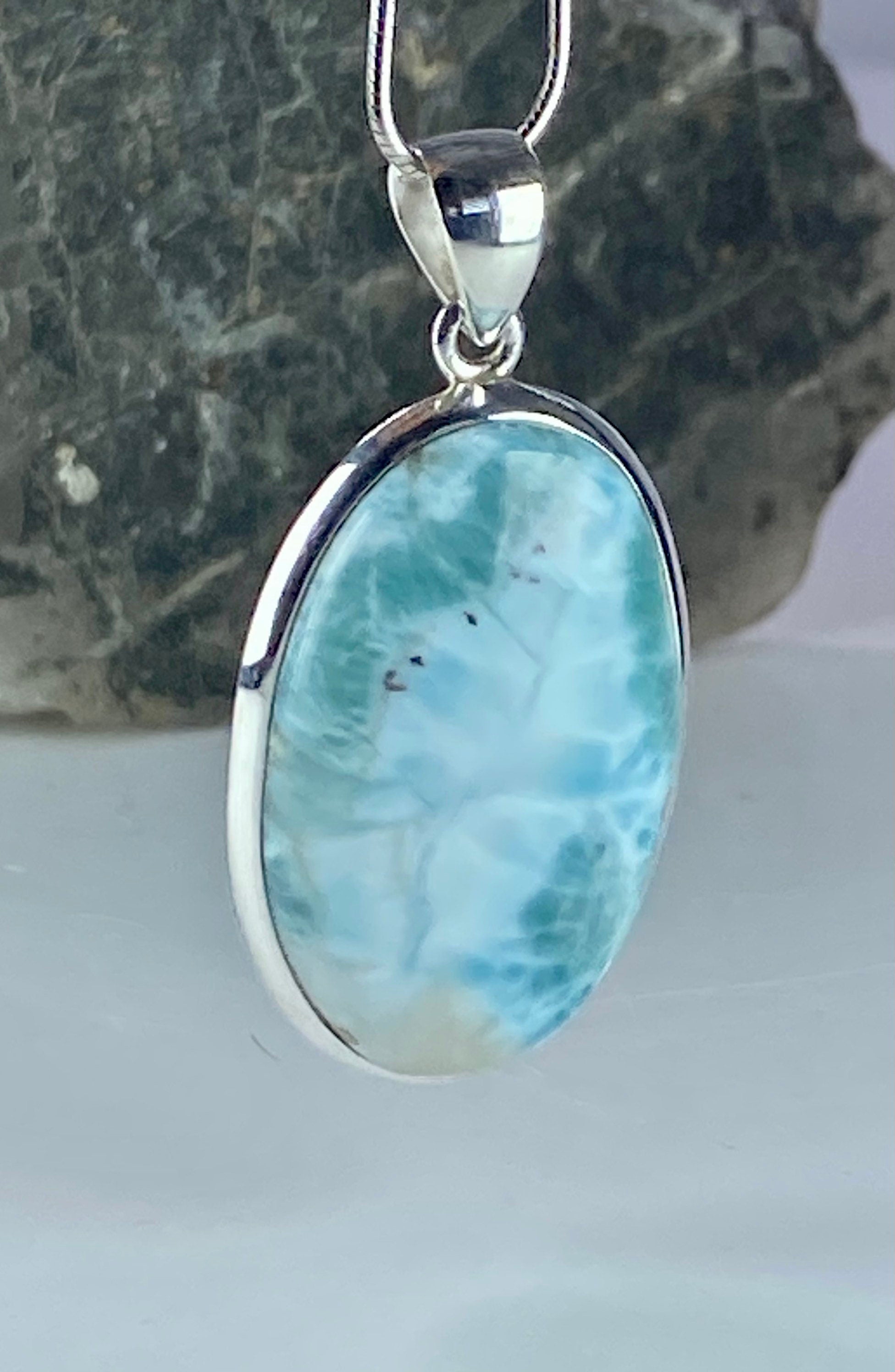 Dominican Larimar and Silver Pendant (M0523)