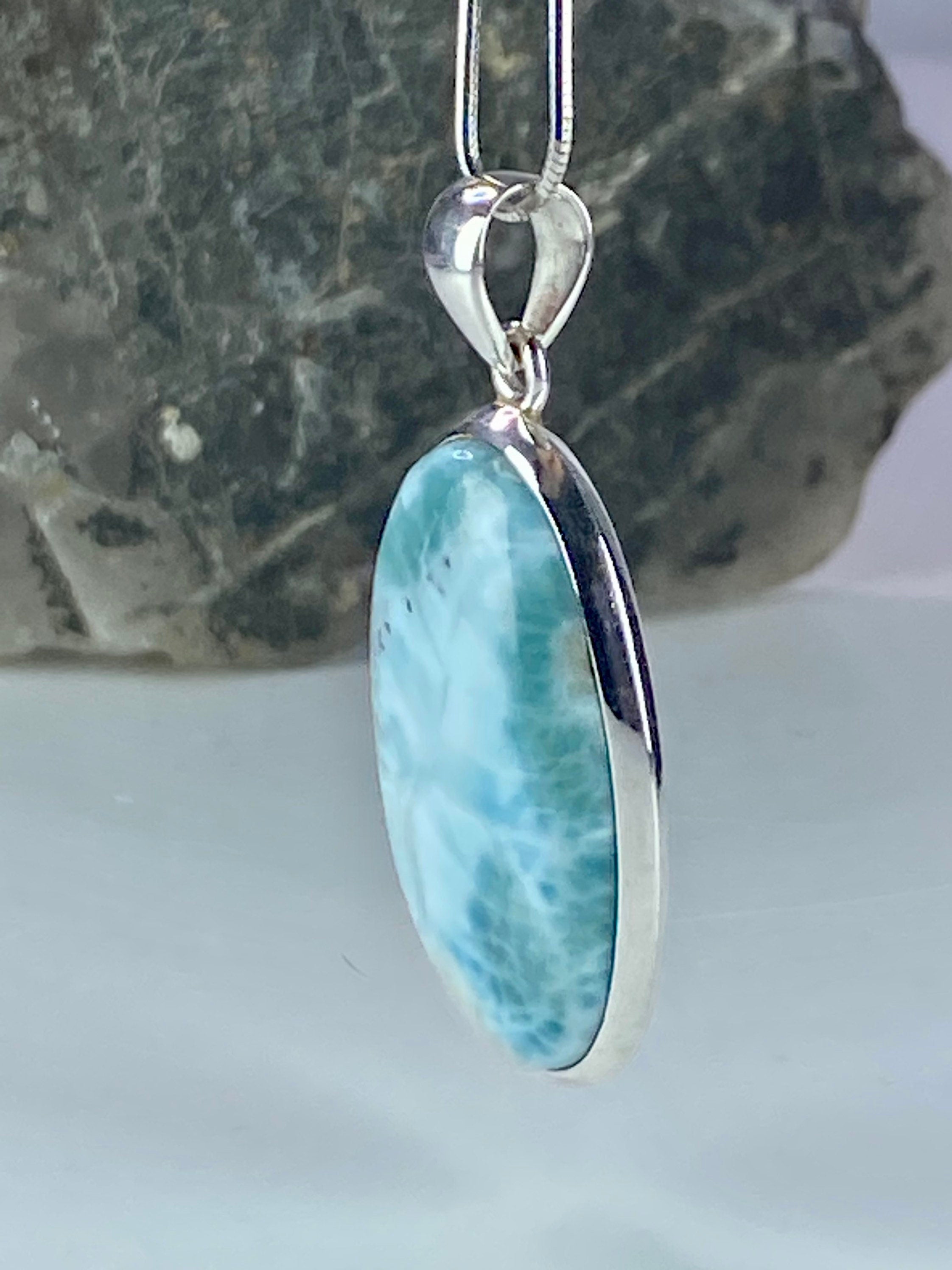 Dominican Larimar and Silver Pendant (M0523)