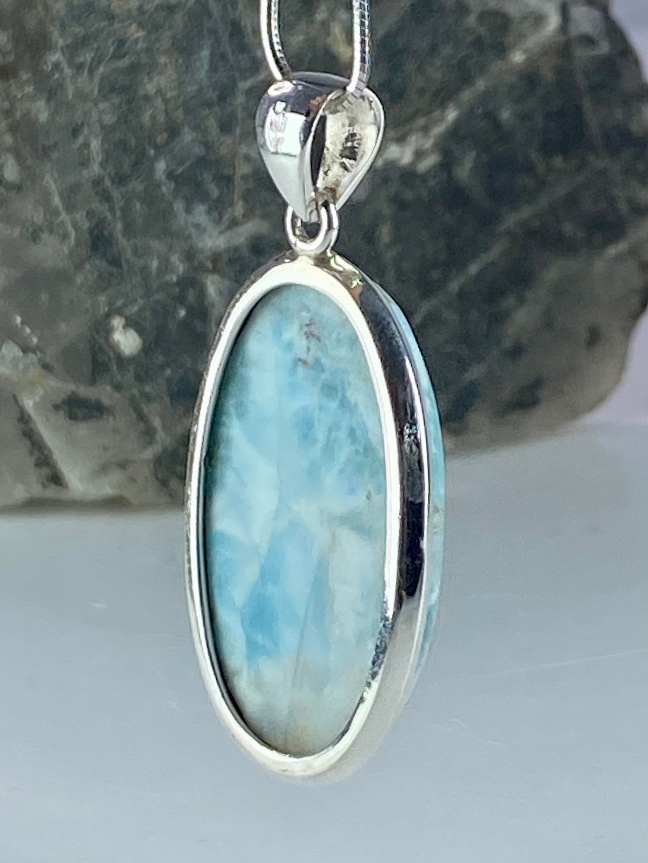 Dominican Larimar and Silver Pendant (M0523)