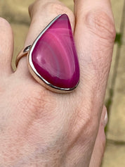 Pink Botswana Agate and Silver Ring Including the Chain (M09)