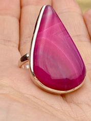 Pink Botswana Agate and Silver Ring Including the Chain (M09)