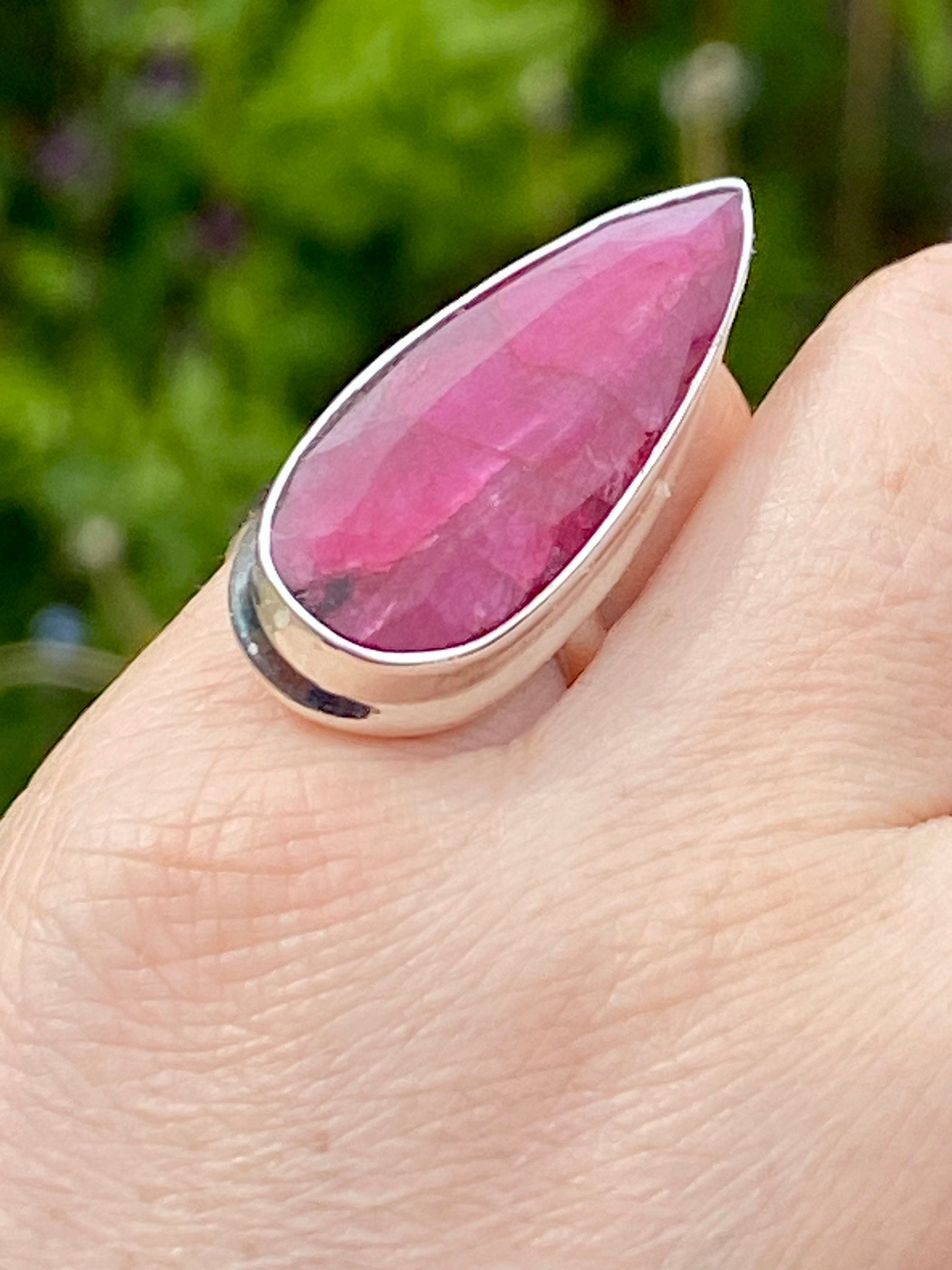 Raw Ruby and Silver Ring (M05)