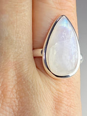 Blue Fire Moonstone and Sterling Silver Ring (M0523)