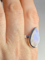 Blue Fire Moonstone and Sterling Silver Ring (M0523)