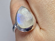 Blue Fire Moonstone and Sterling Silver Ring (M0523)