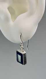 Raw Sapphire and Silver Dangle Earrings (YM)