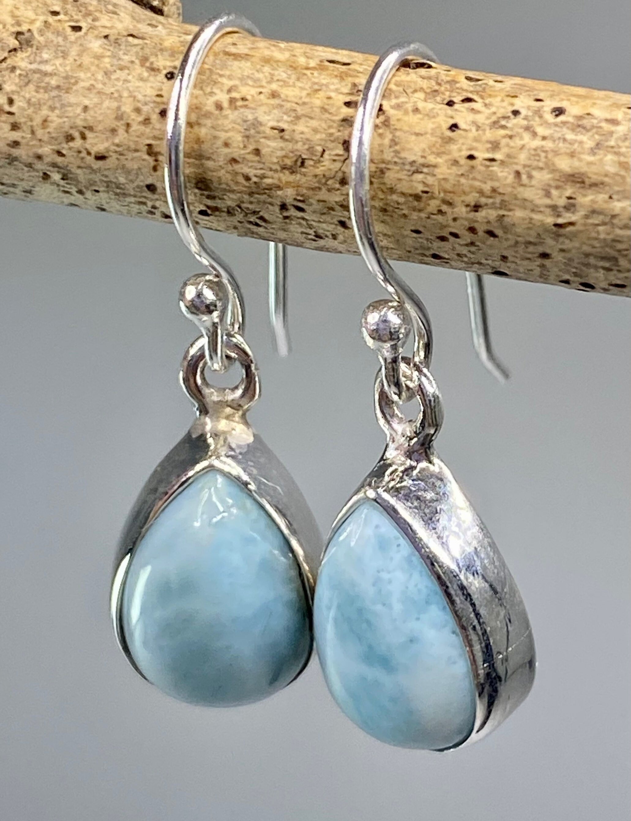 Dominican Larimar and Silver Dangle Earrings YM