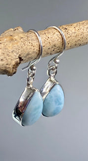 Dominican Larimar and Silver Dangle Earrings YM