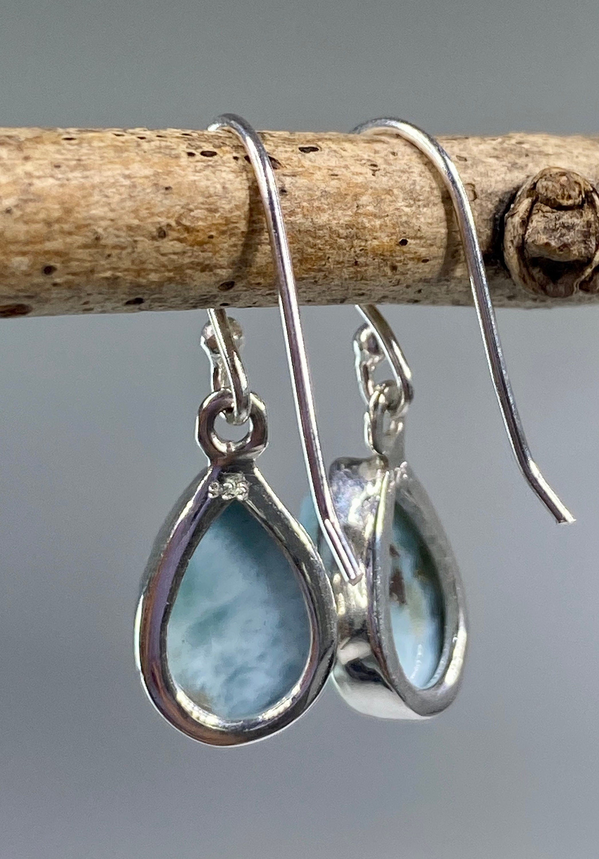 Dominican Larimar and Silver Dangle Earrings YM