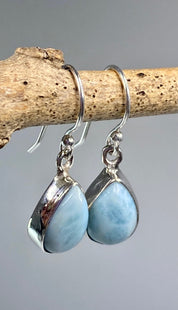 Dominican Larimar and Silver Dangle Earrings YM