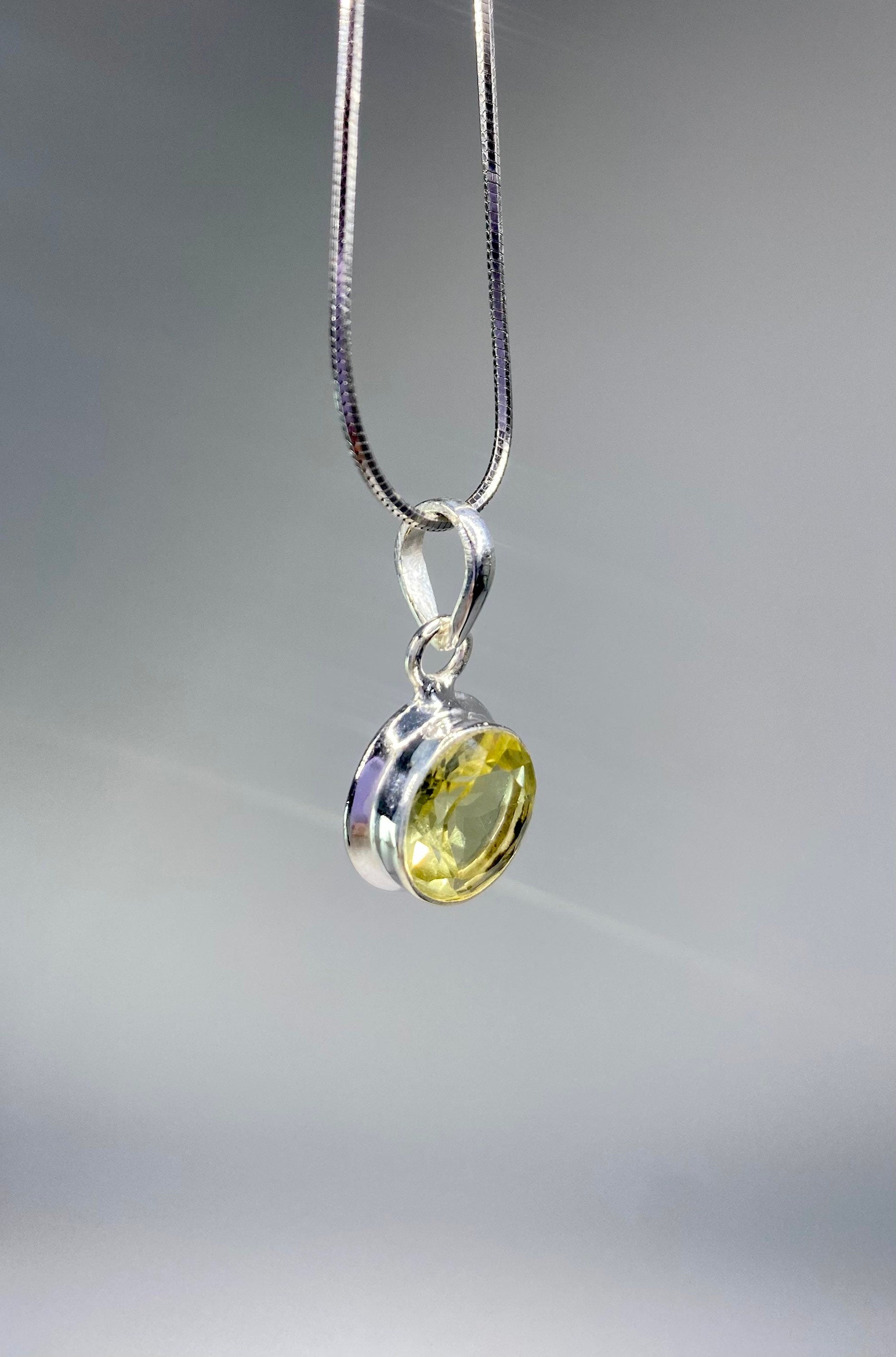 Lemon Quartz and Sterling Silver Pendant