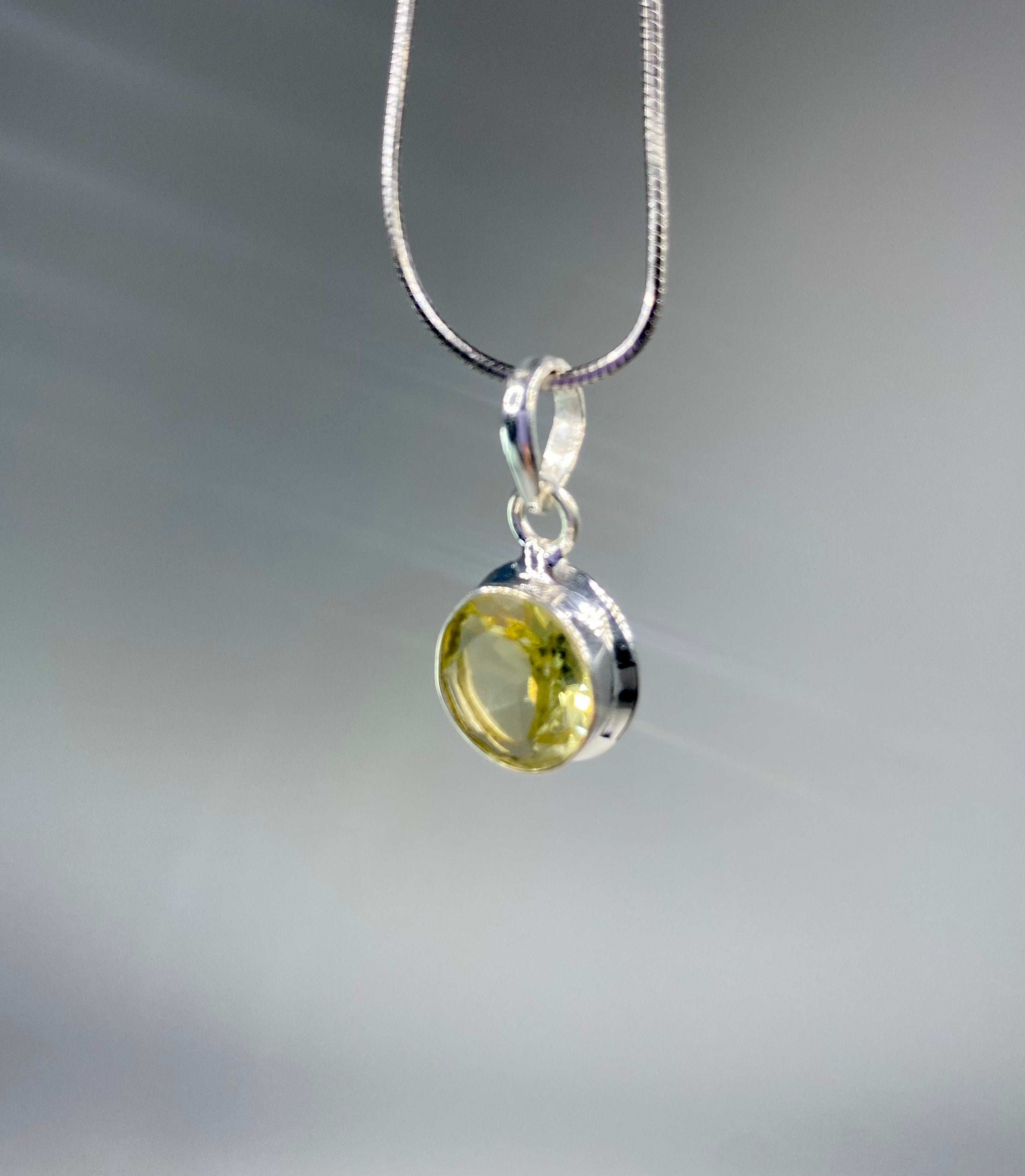 Lemon Quartz and Sterling Silver Pendant