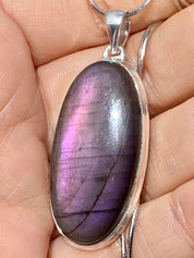 Grade A - Rare Purple Labradorite and Silver Pendant (GPFLP1)