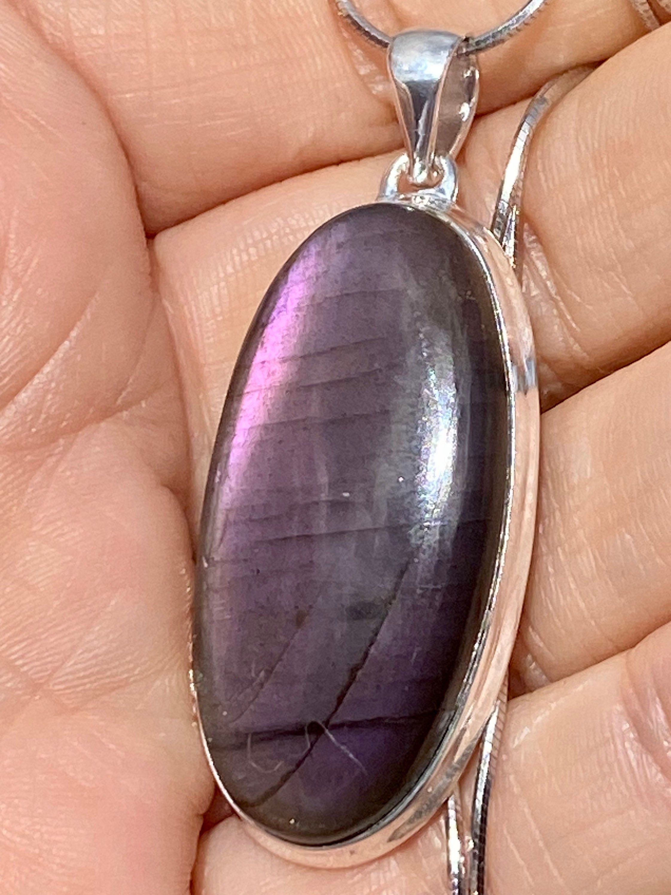 Grade A - Rare Purple Labradorite and Silver Pendant (GPFLP1)