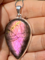 Grade A - Rare Purple Labradorite and Silver Pendant (GPFLP1)