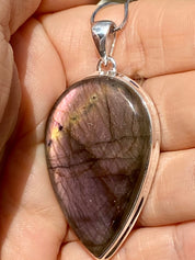 Grade A - Rare Purple Labradorite and Silver Pendant (GPFLP1)